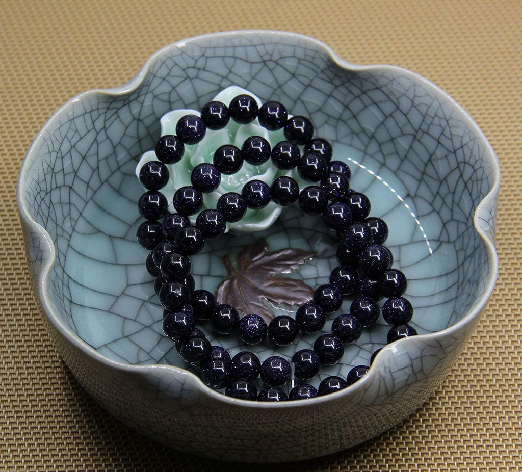 Angelstones Natural Blue Goldstone Genuine Semi-Precious Gemstones Healing 8mm Beaded Stretch Bracelet 7inch Unisex