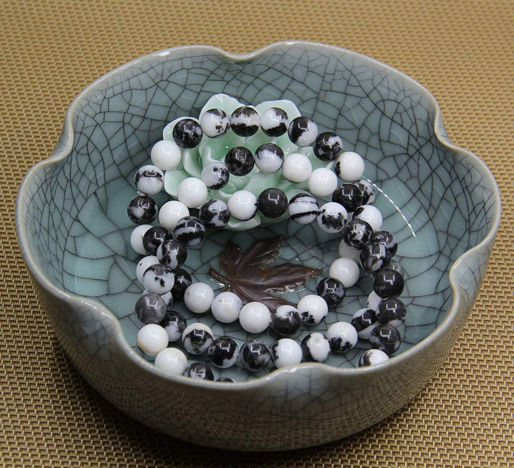 Natural Zebra Jasper Gemstone 8mm Round Beads Stretch Bracelet 7inch Unisex