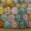 Natural Aqua Aura Multicolor Crackle Quartz Gemstone 8mm Round Beads Stretch Bracelet 7inch Unisex