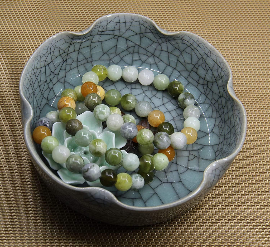 Angelstones Natural Multi-Color Nephrite Genuine Semi-Precious Gemstones Healing 10mm Beaded Stretch Bracelet 7inch Unisex