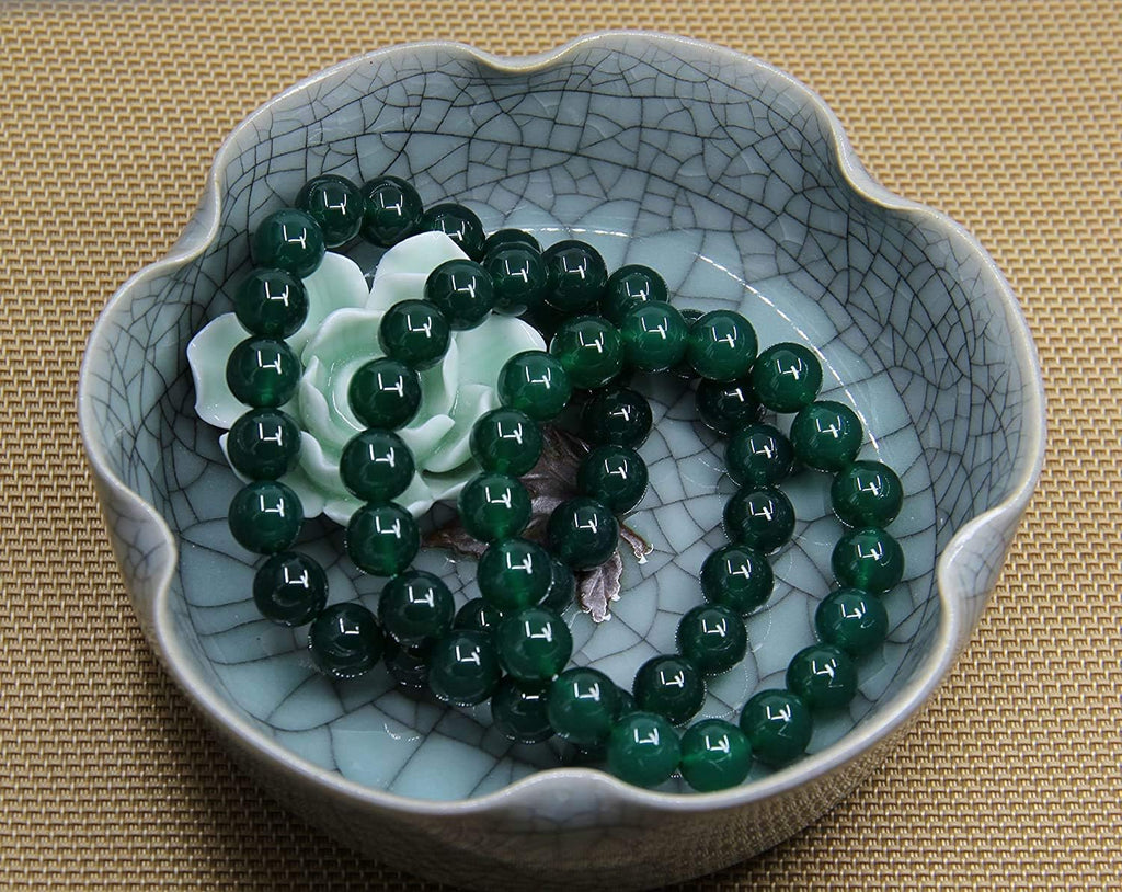 AA Grade Green Agate Gemstones Healing Power Crystal Elastic Stretch Beaded Bracelet 7inch Unisex,10mm Beads