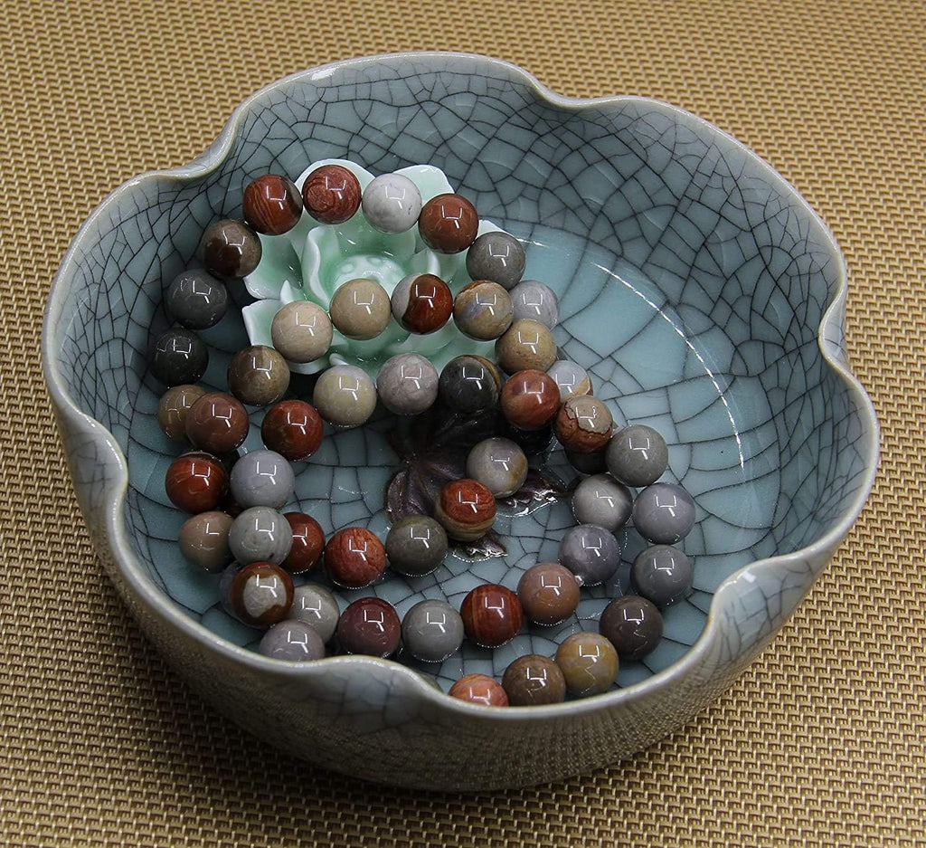 Angelstones Natural Polychrome Jasper Genuine Semi-Precious Gemstones Healing 10mm Beaded Stretch Bracelet 7inch Unisex