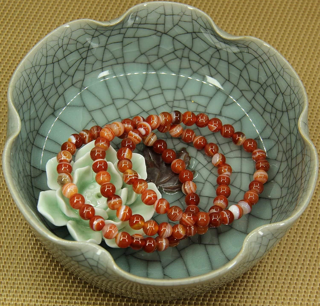Natural Dream Red Agate Gemstone 6mm Round Beads Stretch Bracelet 7inch Unisex