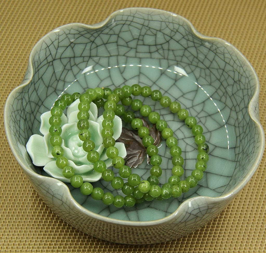 Angelstones Natural Canadian Nephrite Jade Gemstone 6mm Round Beads Stretch Bracelet 7inch Unisex