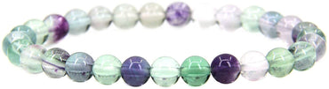 Natural AAA Grade Clear Fluorite Gemstone 6mm Round Beads Stretch Bracelet 7" Unisex