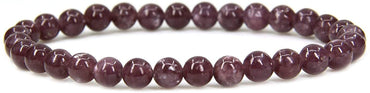 Natural Lepidolite Lithium Mica Gemstone 6mm Round Beads Stretch Bracelet 7" Unisex