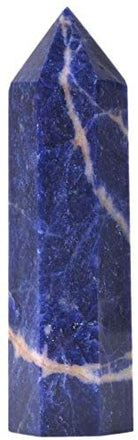 Natural Sodalite Gemstone Healing Crystal Hexagonal Pointed Reiki Chakra Faceted Prism Wand Carved Stone Figurine Home Decor