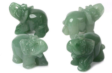 Carved Natural Green Aventurine Gemstone Elephant Healing Guardian Statue Figurine Crafts 2 inch