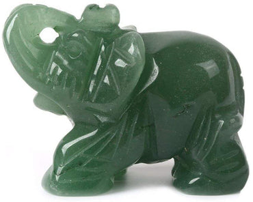 Carved Natural Green Aventurine Gemstone Elephant Healing Guardian Statue Figurine Crafts 2 inch