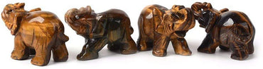 Carved Natural Golden Tiger's Eye Gemstone Elephant Healing Guardian Statue Figurine Crafts 2 inch