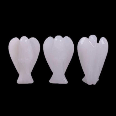 Natural White Jade Gemstone Peace Angel Pocket Guardian Angel Healing Statue 2 inch