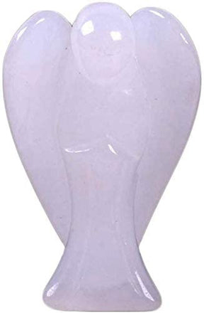 Natural White Jade Gemstone Peace Angel Pocket Guardian Angel Healing Statue 2 inch