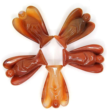 Natural Red Agate Gemstone Carved Crystal Figurine 2 Inch Peace Angel