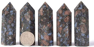 Natural Llanite Gemstone Healing Crystal Hexagonal Pointed Reiki Chakra Faceted Prism Wand Carved Stone Figurine Home Decor