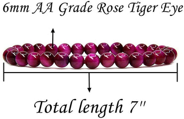 Natural A Grade Rose Tiger Eye Gemstone 6mm Round Beads Stretch Bracelet 7" Unisex