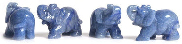 Carved Natural Blue Aventurine Gemstone Elephant Healing Guardian Statue Figurine Crafts 2 inch
