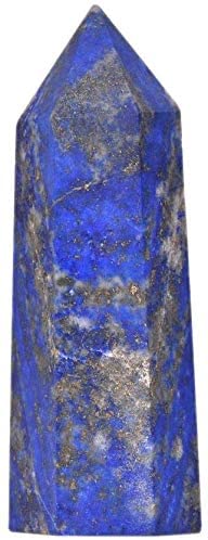 Natural Lapis Gemstone Healing Crystal Hexagonal Pointed Reiki Chakra Faceted Prism Wand Carved Stone Figurine Home Decor