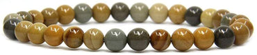Natural Owyhee Picture Jasper Gemstone 6mm Round Beads Stretch Bracelet 7" Unisex