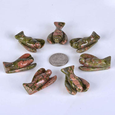 Unakite Gemstone Peace Angel Pocket Guardian Angel Healing Statue 2 inch