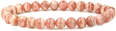 Natural A Grade Argentina Rhodochrosite Gemstone 6mm Round Beads Stretch Bracelet 7" Unisex