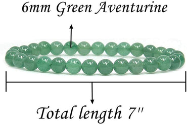 Natural Green Aventurine Gemstone 6mm Round Beads Stretch Bracelet 7" Unisex