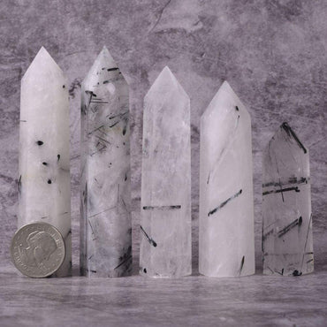 Natural Black Rutilated Quartz Gemstone Healing Crystal Hexagonal Pointed Reiki Chakra Faceted Prism Wand Carved Stone Figurine Home Decor