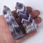 Natural African Amethyst Gemstone Healing Crystal Hexagonal Pointed Reiki Chakra Faceted Prism Wand Carved Stone Figurine Home Decor