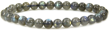 Natural AA Grade Labradorite Gemstone 6mm Round Beads Stretch Bracelet 7" Unisex