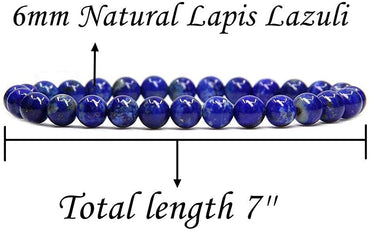 Natural A Grade Lapis Lazuli Gemstone 6mm Round Beads Stretch Bracelet 7" Unisex