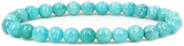 Natural Brazilian Amazonite Gemstone 6mm Round Beads Stretch Bracelet 7" Unisex