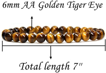 Natural AA Grade Golden Tiger Eye Gemstone 6mm Round Beads Stretch Bracelet 7" Unisex