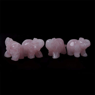 Carved Natural Rose Quartz Gemstone Elephant Healing Guardian Statue Figurine Crafts 2 inch