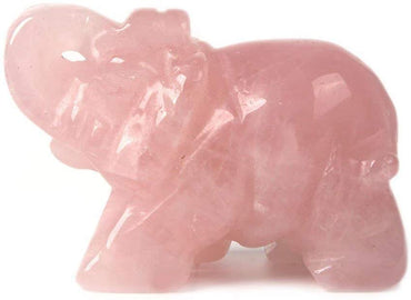 Carved Natural Rose Quartz Gemstone Elephant Healing Guardian Statue Figurine Crafts 2 inch