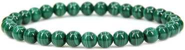 Natural AA Grade Malachite Gemstone 6mm Round Beads Stretch Bracelet 7" Unisex