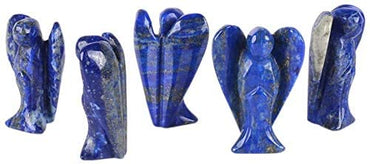 Natural Lapis Lazuli Gemstone Peace Angel Pocket Guardian Angel Healing Statue 2 inch