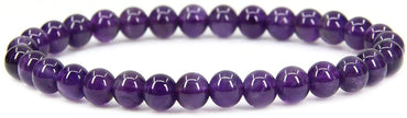 Natural AA Grade Amethyst Gemstone 6mm Round Beads Stretch Bracelet 7" Unisex