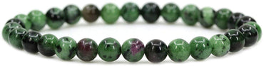 Natural Ruby In Zoisite 6mm Round Beads Stretch Bracelet 7" Unisex