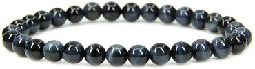 Natural Blue Tiger Eye Gemstone 6mm Round Beads Stretch Bracelet 7" Unisex