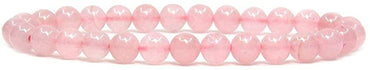 Natural Rose Crystal Gemstone 6mm Round Beads Stretch Bracelet 7" Unisex