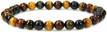 Natural AA Grade Multicolor Tiger Eye Gemstone 6mm Round Beads Stretch Bracelet 7" Unisex