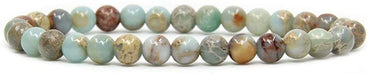 Natural Serpentine Gemstone 6mm Round Beads Stretch Bracelet 7" Unisex