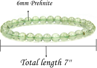 Natural Prehnite Gemstone 6mm Round Beads Stretch Bracelet 7" Unisex