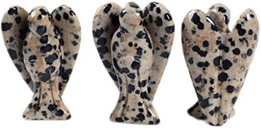 Dalmatian Jasper Gemstone Peace Angel Pocket Guardian Angel Healing Statue 2 inch