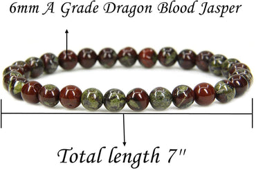 Natural A Grade Dragon Blood Jasper Gemstone 6mm Round Beads Stretch Bracelet 7" Unisex