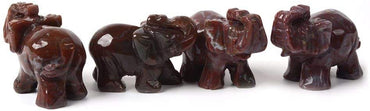 Carved Redish Indian Agate Gemstone Elephant Healing Guardian Statue Figurine Crafts 2 inch