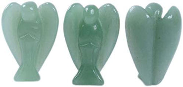 Carved Green Aventurine Gemstone Peace Angel Pocket Guardian Angel Healing Statue 2 inch