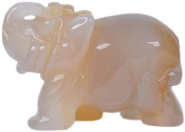 Carved Natural Agate Gemstone Elephant Healing Guardian Statue Figurine Crafts 2 inch