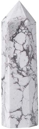 Natural White Howlite Gemstone Healing Crystal Hexagonal Pointed Reiki Chakra Faceted Prism Wand Carved Stone Figurine Home Decor