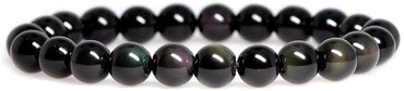 Natural AA Grade Rainbow Obsidian Gemstone 6mm Round Beads Stretch Bracelet 7" Unisex