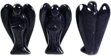 Synthetic Blue Sandstone Gemstone Peace Angel Pocket Guardian Angel Healing Statue 2 inch